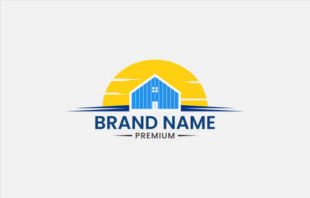 Sunset House Property Real Estate Logo Vector Template suitable for real estate businessのイラスト素材