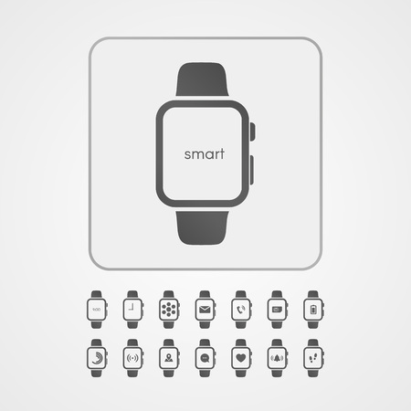 Smart watch with application icon on screen. Vector icon.のイラスト素材