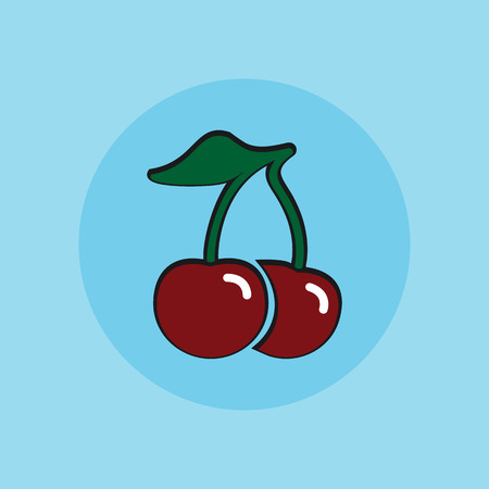 Cherry twin, vector sign flat illustration icon.のイラスト素材