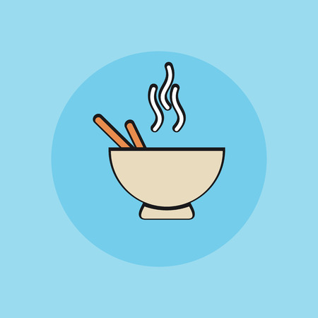 Noodles plate, vector sign flat illustration icon.のイラスト素材