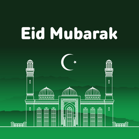 Eid Mubarak, Ramadan greeting card vector illustration.のイラスト素材