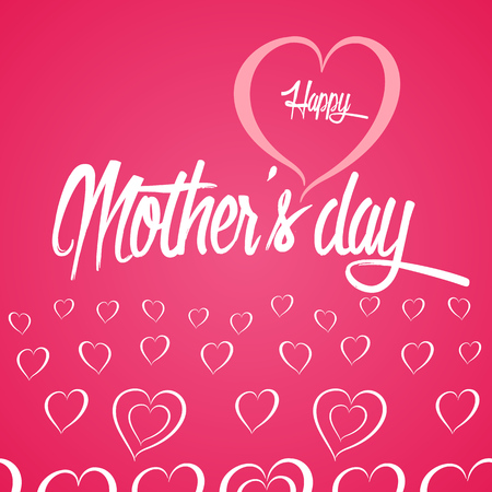 Happy mother's day greeting card, lettering calligraphy inscription on heart.のイラスト素材