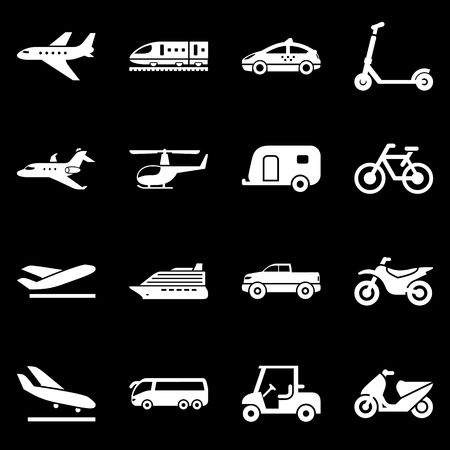 Transport and travel icon set simple flat vector illustration.のイラスト素材