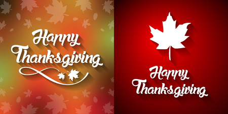 Thanksgiving greeting card with Happy Thanksgiving lettering text vector illustration.のイラスト素材