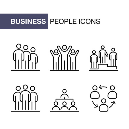 Business people icons set simple line flat illustration.のイラスト素材