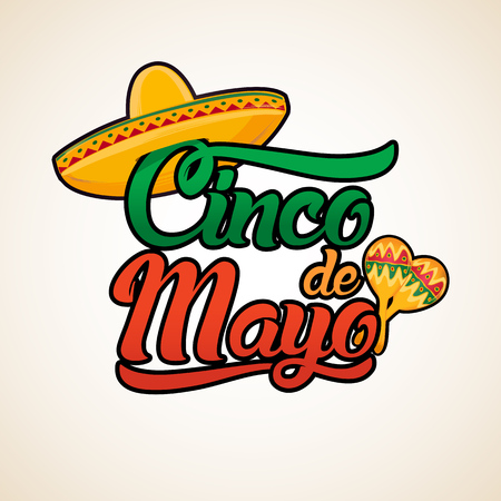 Cinco de Mayo lettering greeting text vector illustration.のイラスト素材