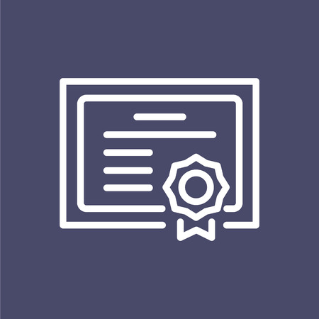 Graduation diploma icon simple flat style outline illustration.のイラスト素材