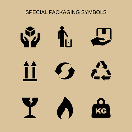 Packaging symbols set simple flat style icon isolated.のイラスト素材