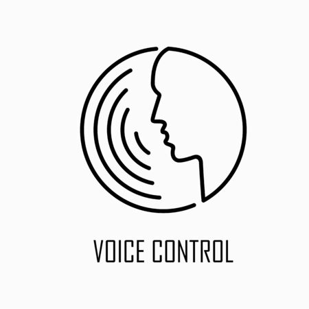 Voice control icon simple flat outline style illustration.のイラスト素材