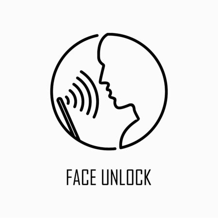 Face unlock icon simple flat style outline illustration.のイラスト素材