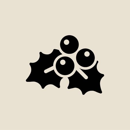 Leaf berry icon simple flat style Christmas symbol.のイラスト素材