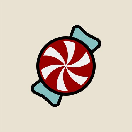 Sweet candy icon simple flat style Christmas symbol.のイラスト素材