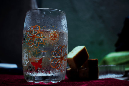 A glass full of transparent drinks