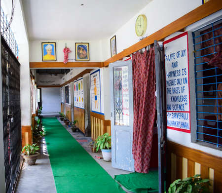 Malda, India- February 2nd, 2019: A empty kindergarten school corridorのeditorial素材