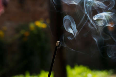 Isolated white random smoke of Joss-stickの写真素材