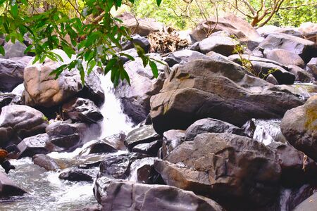 a small waterfall captured by high shutter speedの写真素材
