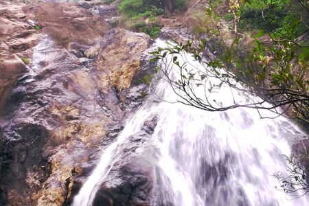 low shutter speed shot of a waterfall in goaの写真素材