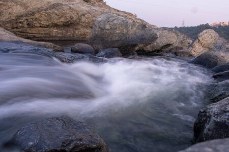 long exposure image of water flowingの写真素材