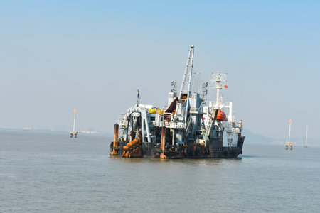 A closeup image of a oil rig ,in the middle of the ocean.