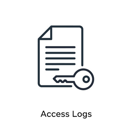 A simple line art icon depicting a document with a key overlaid. The document is represented by a rectangular shape with horizontal lines suggesting text. The key has a simple design with a circular head and a serrated bit. The icon is black on a white background and conveys a sense of security and data protection. The style is minimal and flat, suitable for use in digital interfaces or presentations related to security and access control.のイラスト素材