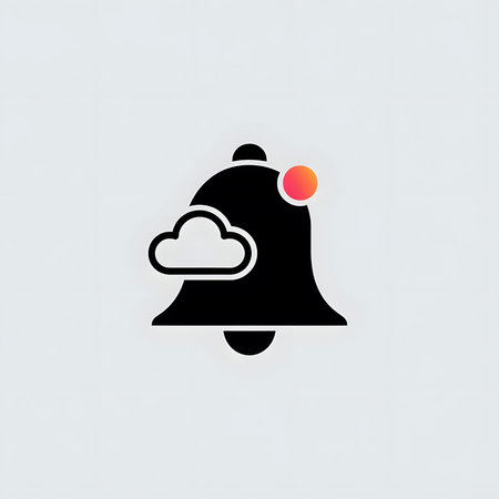 A simple black bell icon features a small white cloud to its left and a small orange-red...