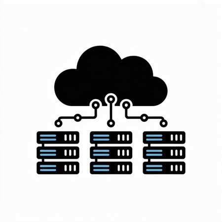 A simple graphic depicts a black cloud connected to three black and light blue servers by thin lines...