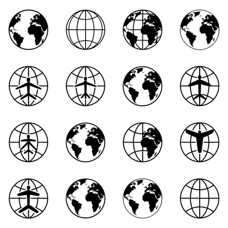 globe icons set on white background for graphic and web design, Modern simple vector sign. Internet concept. Trendy symbol for website design web button or mobileのイラスト素材