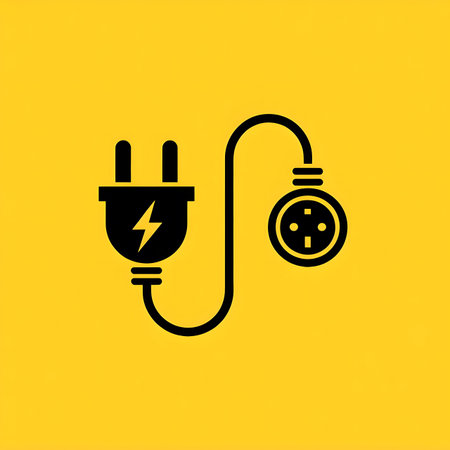 Electric plug icon on yellow background. Vector illustration. Eps 10.のイラスト素材