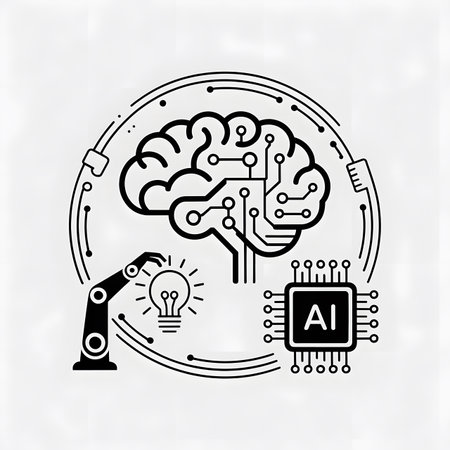 Artificial intelligence (AI), machine learning, neural networks and computer systems. Vector illustration.のイラスト素材