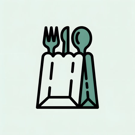 Fork, spoon and knife in paper bag. Vector illustration.のイラスト素材