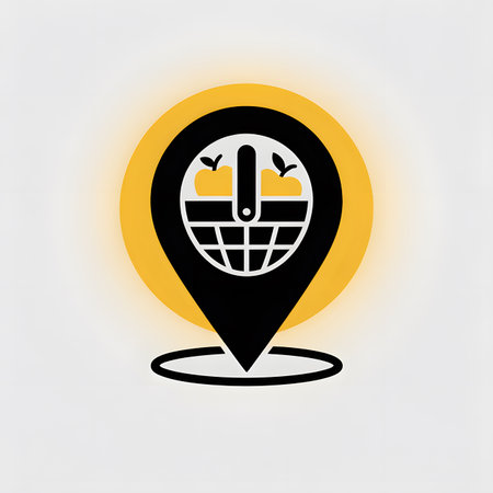 Map pointer with healthy food icon, vector eps10 illustration.のイラスト素材