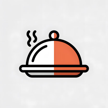 Restaurant cloche icon in line style. Vector illustration.のイラスト素材