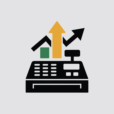 Vector with featuring cash register with rising arrows and house icon keywords: cash register,...のイラスト素材