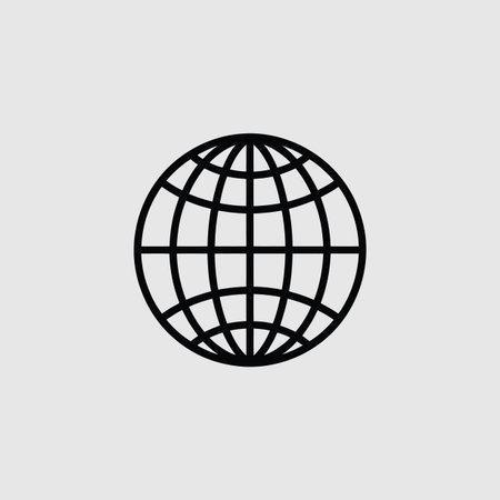 Black outline of a globe with grid lines on a light gray background Scalable vector format suitab...のイラスト素材