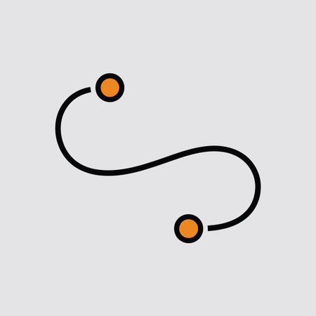 A simple black curved line connecting two orange circles on a white background. Scalable vector f...のイラスト素材