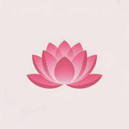 A pink lotus flower illustrated with soft gradients on a light pink background. Clear details and...の写真素材