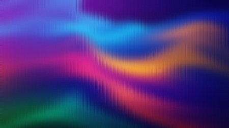 Abstract purple and blue gradient waves with a vertical ribbed texture create a smooth flowing...