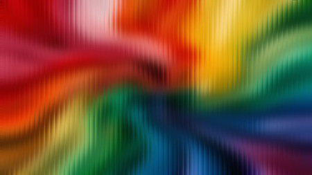 Abstract rainbow swirl pattern with vertical lines texture and fluid motion Clear details and vib...の写真素材
