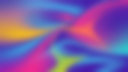 A vibrant, abstract color blend of purple, blue, yellow, and green seen through frosted glass.