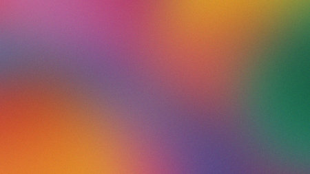 Colorful gradient background with purple, orange, green, and pink hues and a subtle grain texture.の写真素材