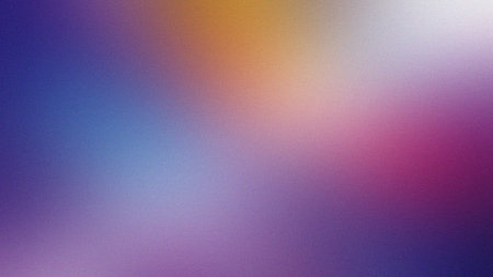 Soft gradient background with purple, blue, orange, white, and pink hues and a subtle grain texture.の写真素材