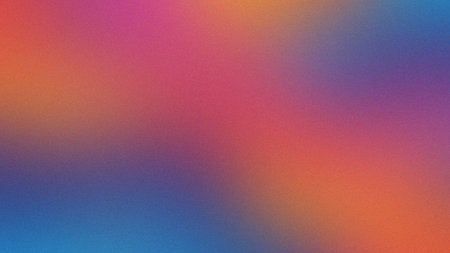 Vibrant gradient background with grainy texture in orange, blue, pink, and purple tones.の写真素材