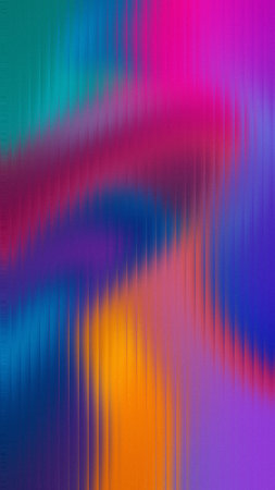 Bold, vibrant colors blur behind a ribbed vertical texture creating a dynamic abstract background.の写真素材