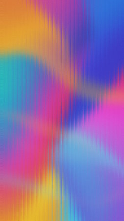 A vibrant abstract background with pink, blue, and yellow gradient and vertical lines.
