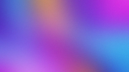 A vibrant, blurred gradient background with purple, blue, and orange hues and fine grain.