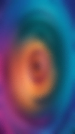 Abstract showing frosted circular gradient of orange blue and purple colors