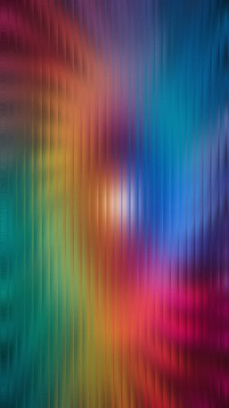 Abstract rainbow swirls diffuse through a vertical frosted glass texture. Clear details and vibra...の写真素材