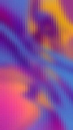 Bold purple, blue, and yellow hues blurred through a vertical ribbed texture. Clear details and v...