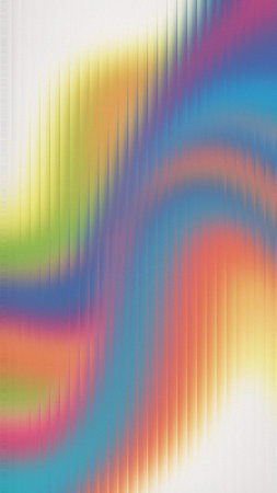 Abstract swirling rainbow colors blend through vertical lines creating a vibrant soft background.の写真素材