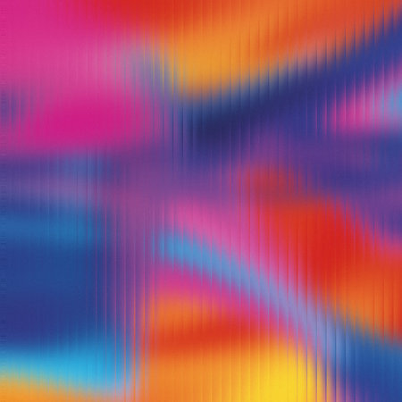 Vibrant abstract gradient with vertical lines texture and fluid shapes in bright colors.